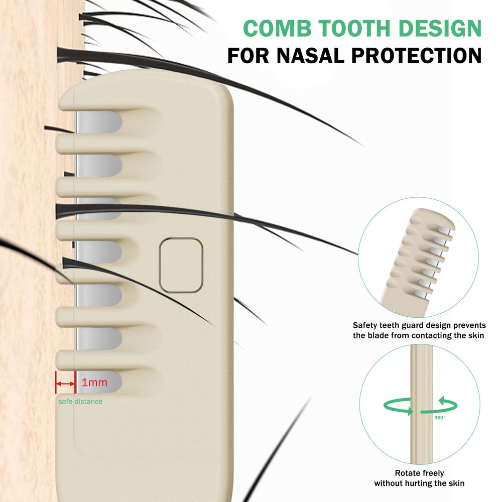 Bezox nose hair trimmer guarded comb protects nasal tissue during trimming.