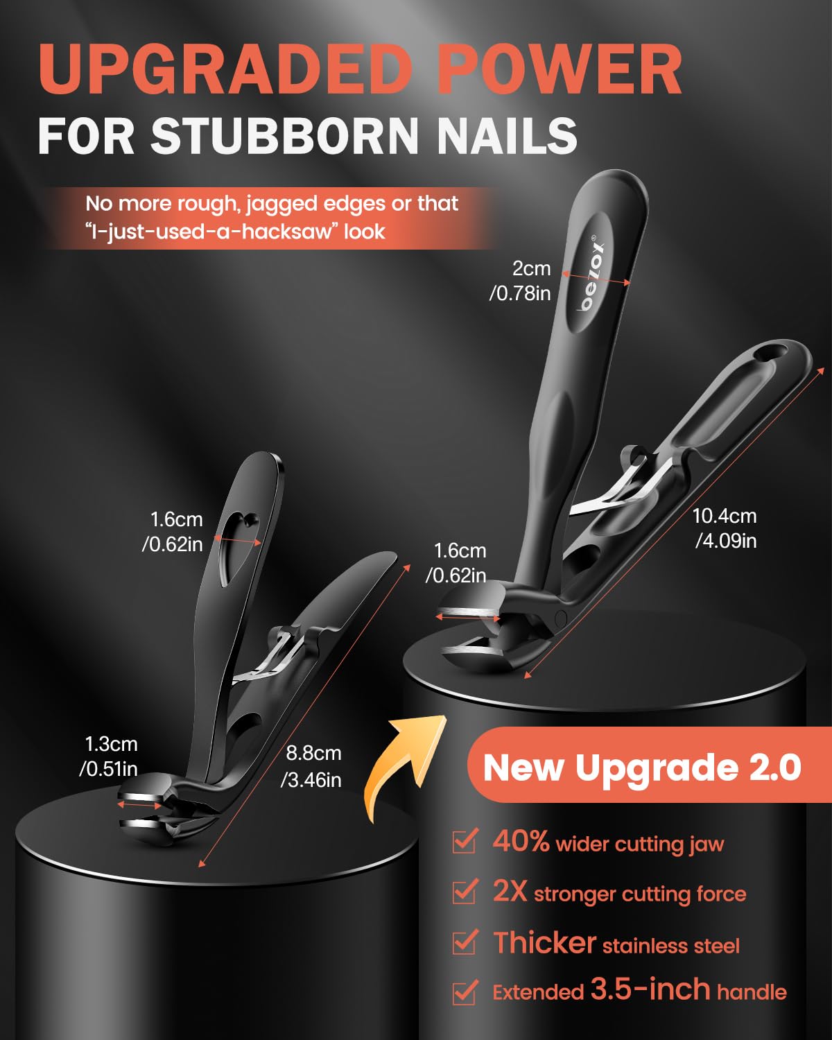 BEZOX heavy-duty clippers tackle thick nails with less effort.