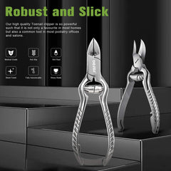 BEZOX toenail clippers closed leather case for safe storage and travel.