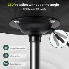 BFTOU black minimalist swivel stool swivel mechanism, smooth 360-degree rotation.