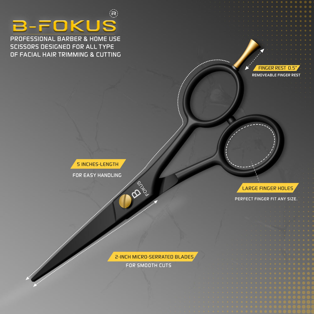 BFOKUS beard scissors removable finger rest enhances precision
