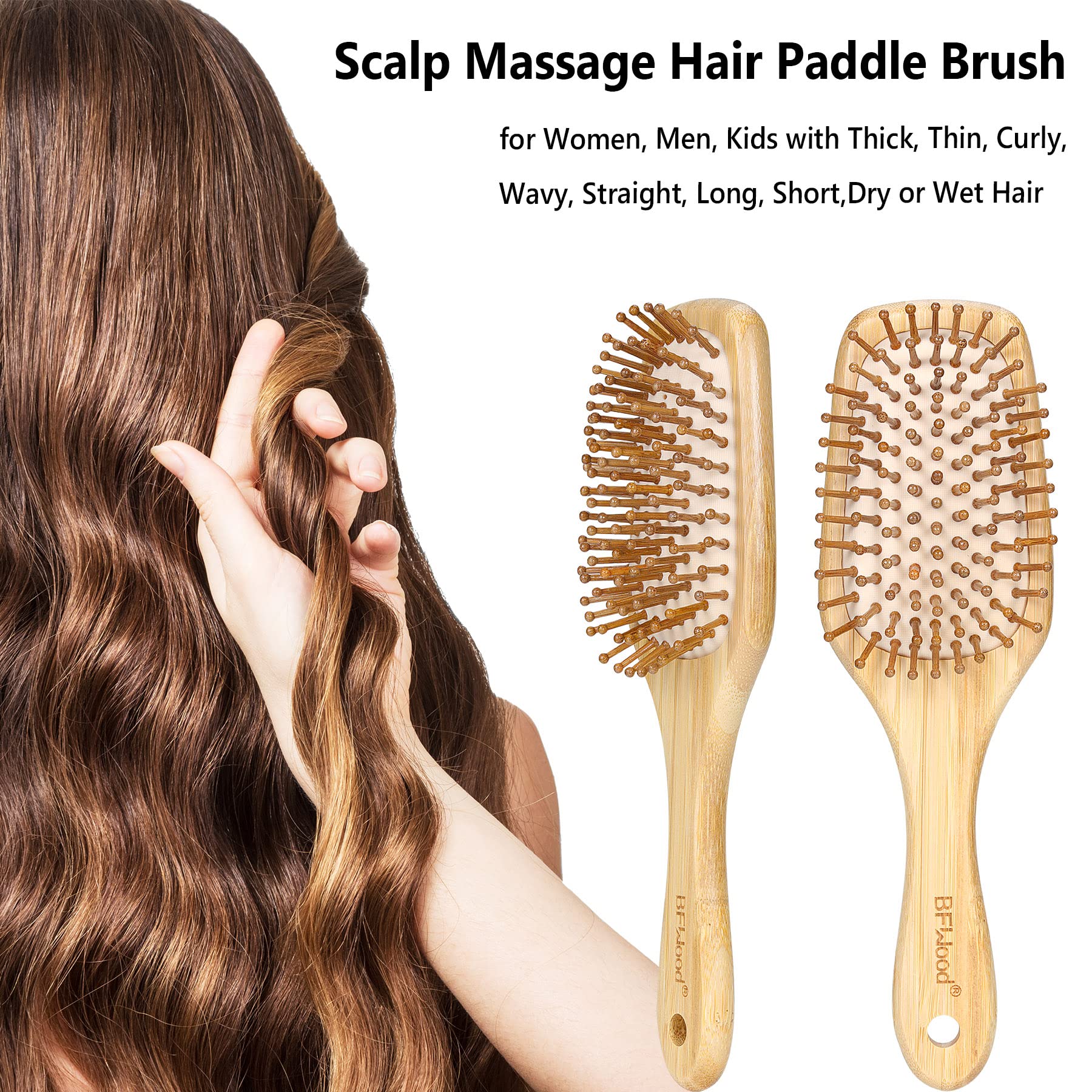 bfwood all-hair-types-brushing demonstrates versatile use for every hair type.