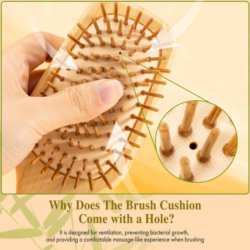 BFWood bamboo bristles close-up highlighting anti-static smoothing and frizz reduction