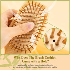 BFWood bamboo bristles close-up highlighting anti-static smoothing and frizz reduction
