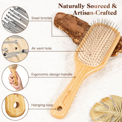 BFWood bamboo brush reduces static and frizz for smooth hair