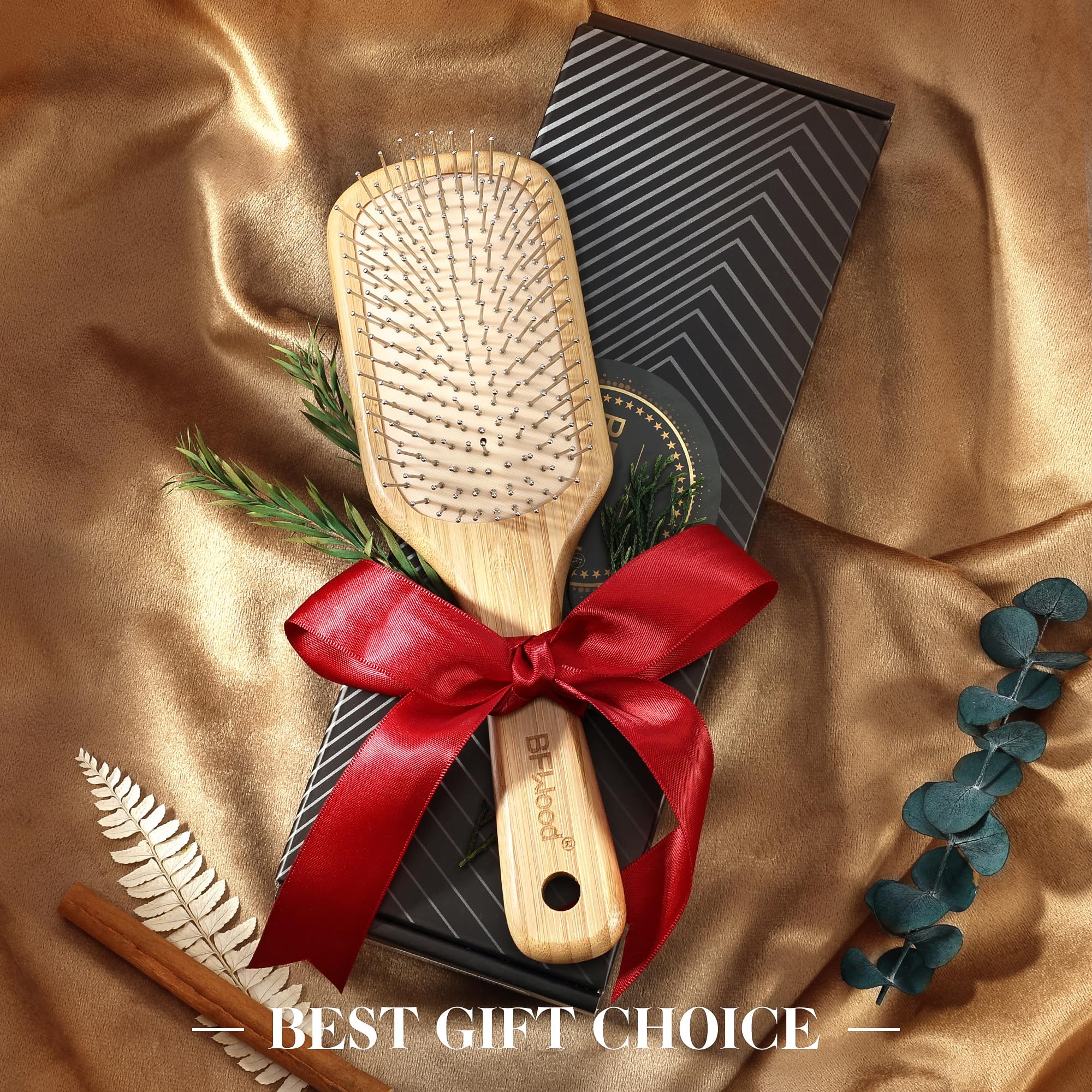 BFWood bamboo brush compatible with synthetic wigs for daily use