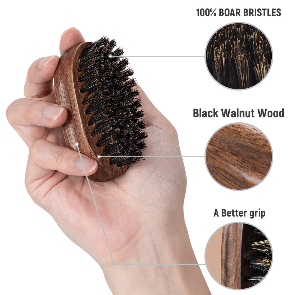 BFWood beard brush in oval shape with ergonomic grip for comfortable daily use.