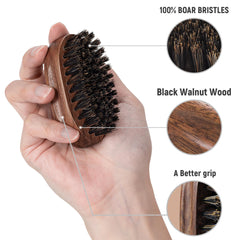 BFWood beard brush in oval shape with ergonomic grip for comfortable daily use.