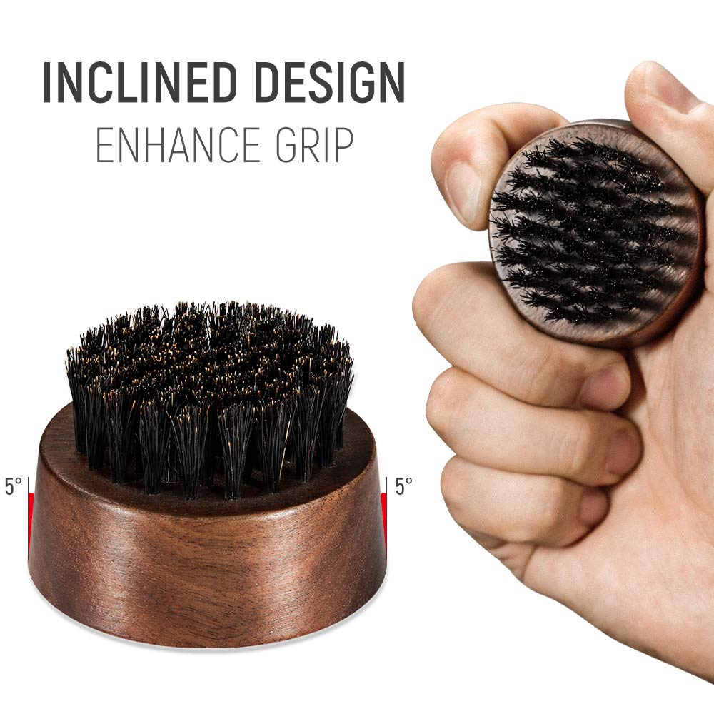 BFWood beard brush round head for precise shaping and even distribution.