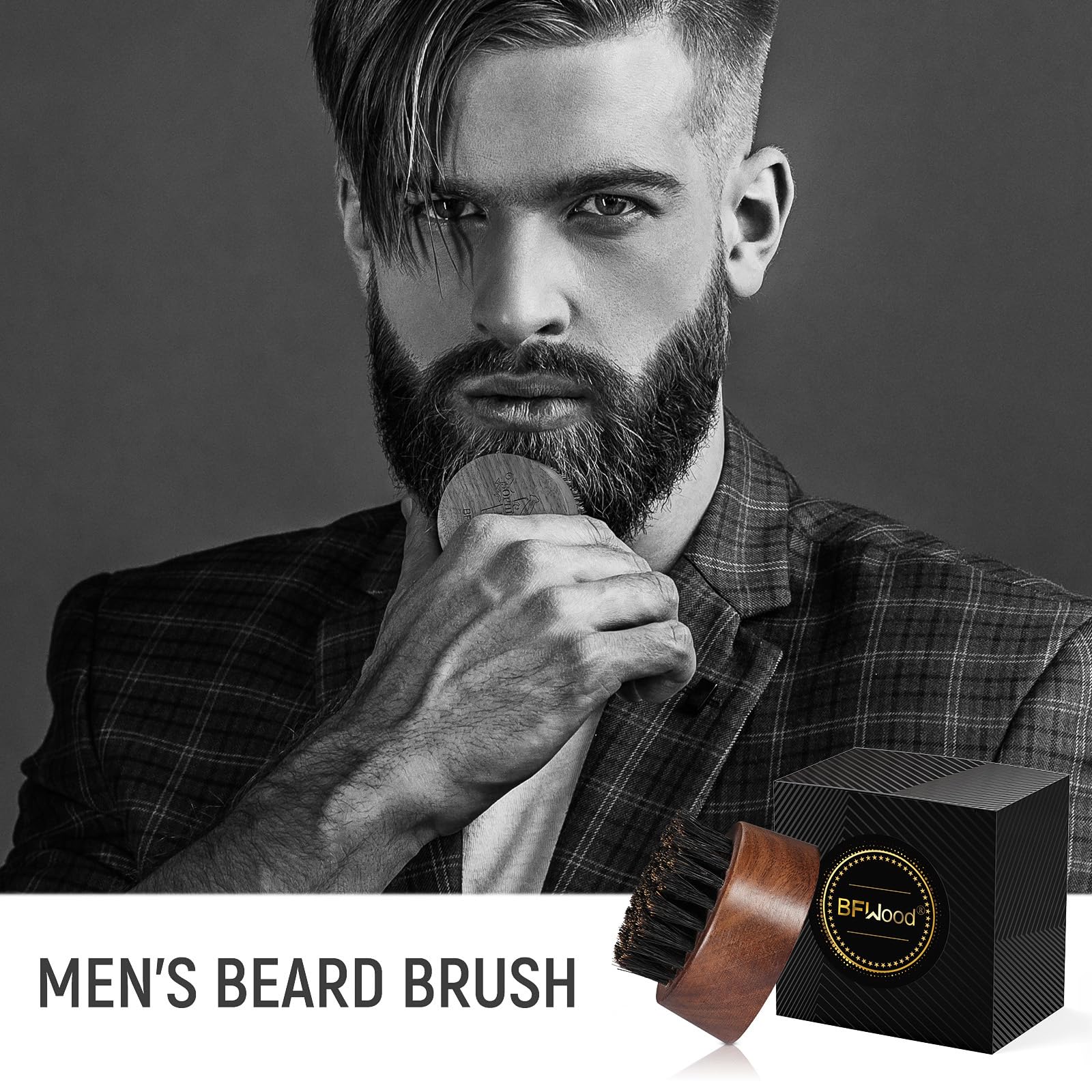 BFWood beard brush travel size ideal for grooming on the go.