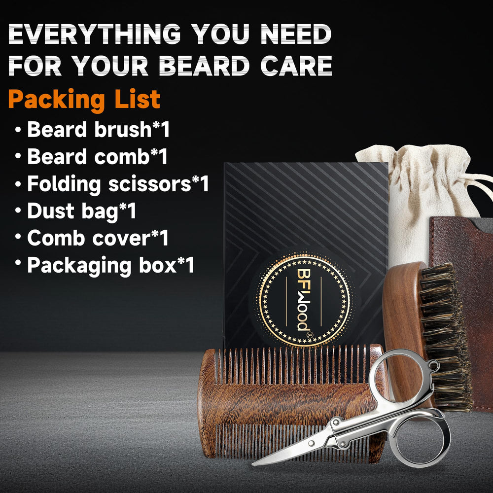 BFWood folding beard scissors for on-the-go trimming and safe storage.