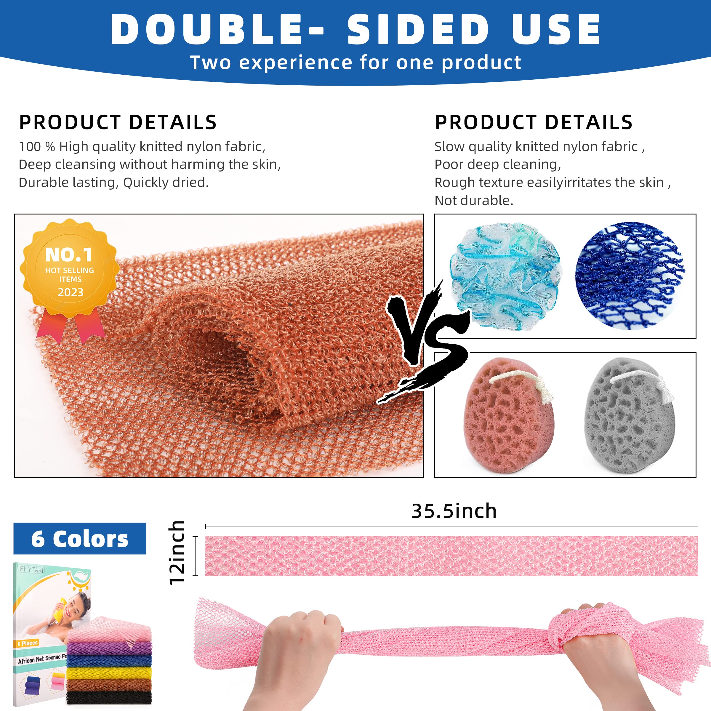 BHYTAKI net sponge reaches the back for full body cleansing