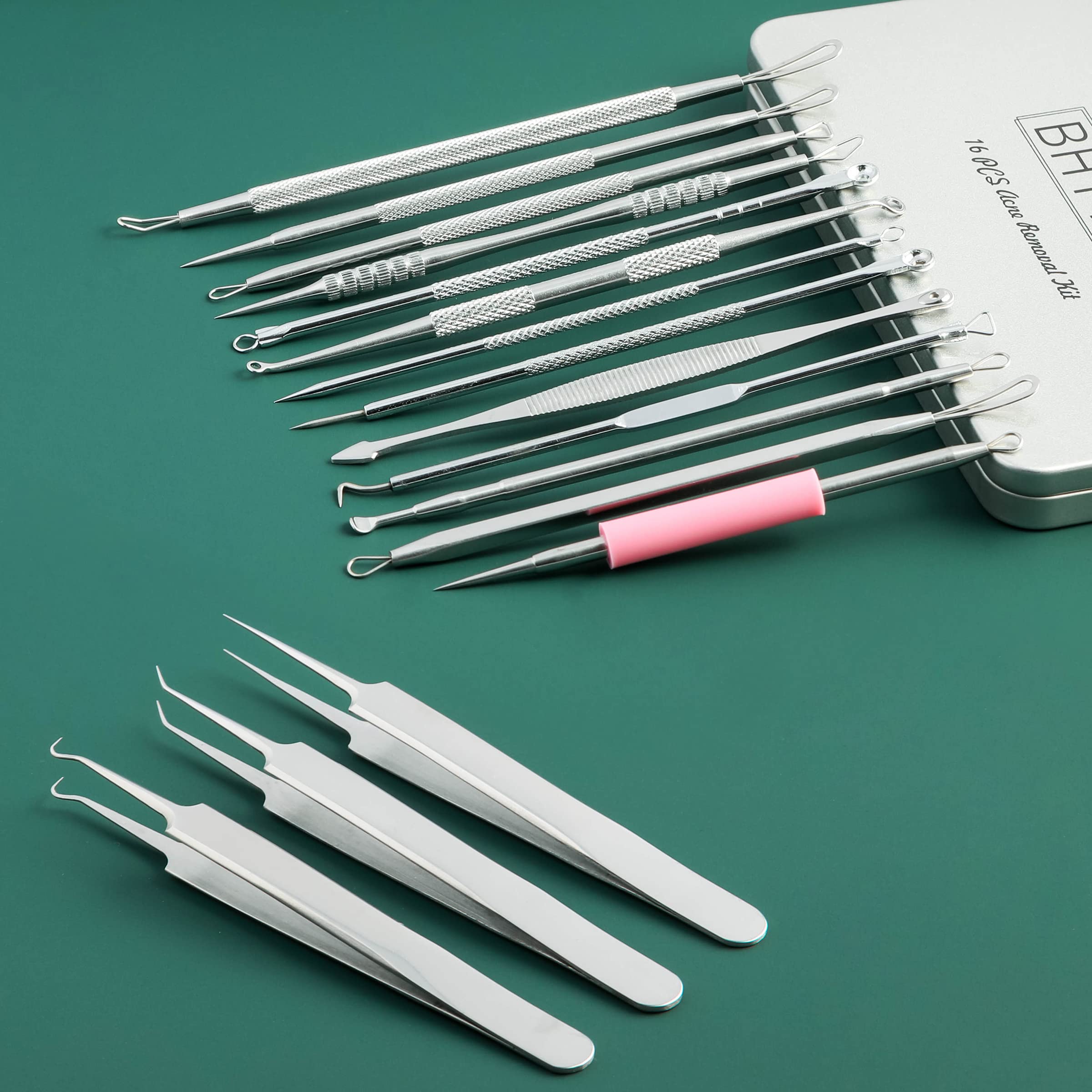 BHYTAKI professional stainless steel tools for careful blemish removal.