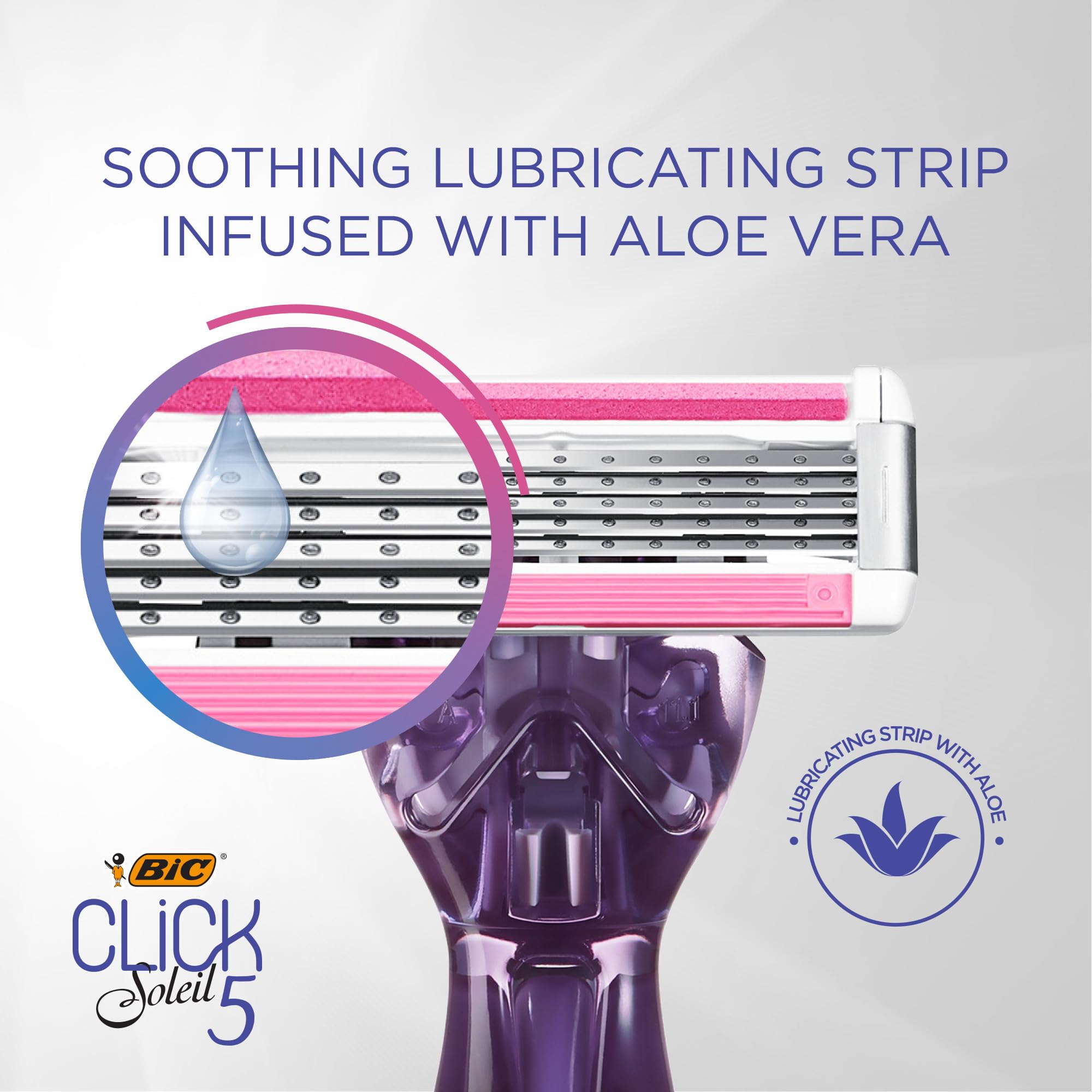 BIC Click 5 Soleil cartridge shows five blades for a closer shave.
