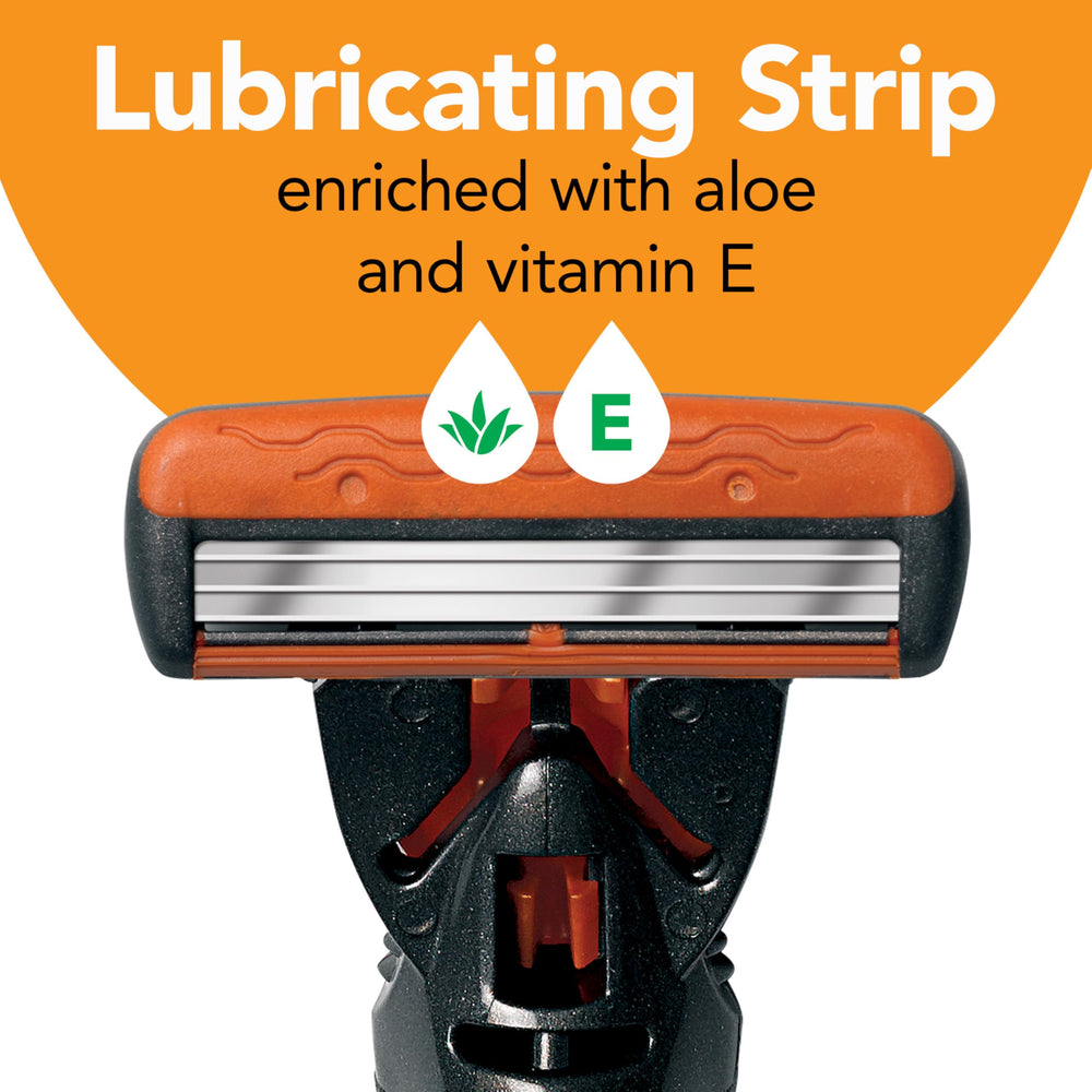 Anti-slip grip on BIC Comfort 3 handle for secure shaving.