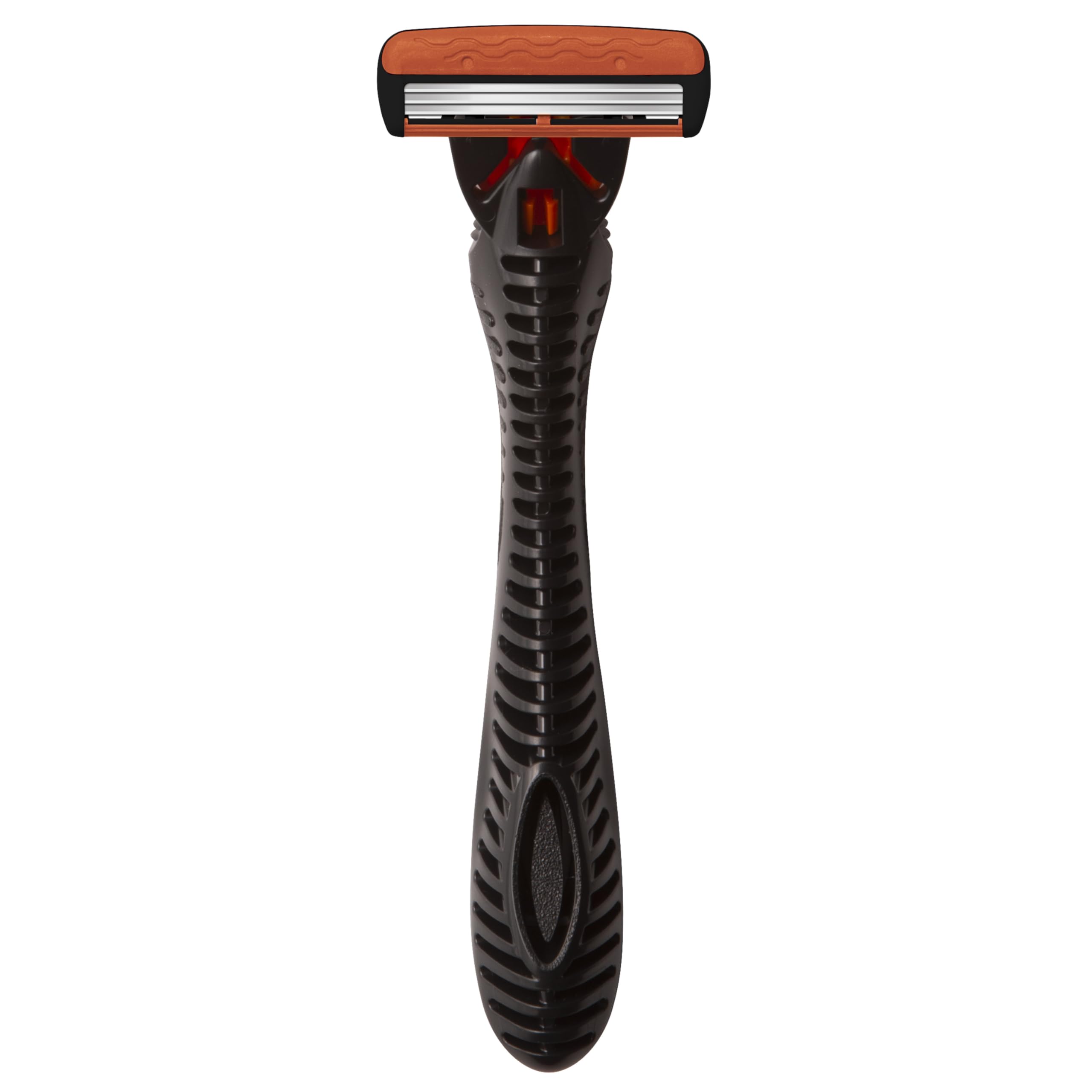 Closeup of the BIC Comfort 3 razor assembly for a complete kit.