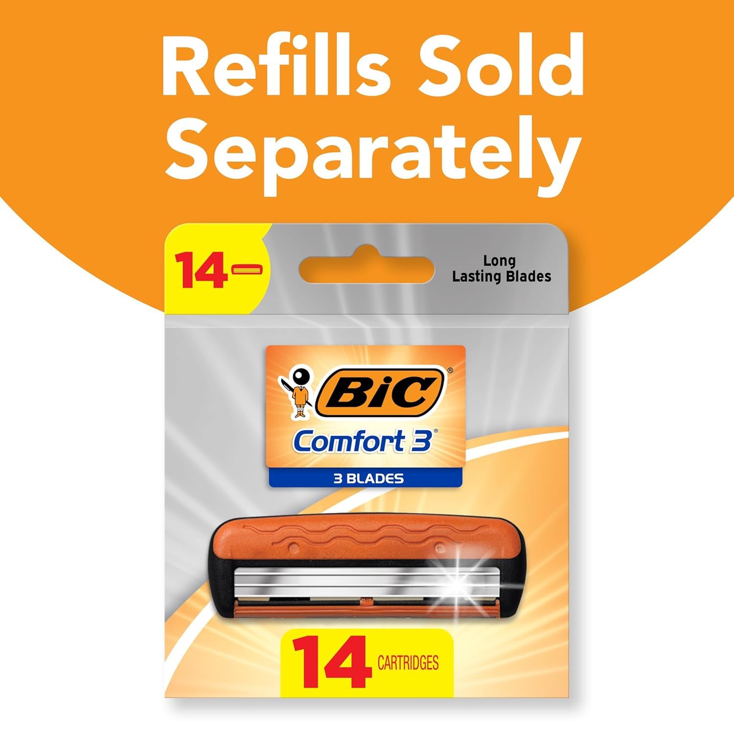 BIC Comfort 3 razor showing anti-slip grip for confident wet shaving.