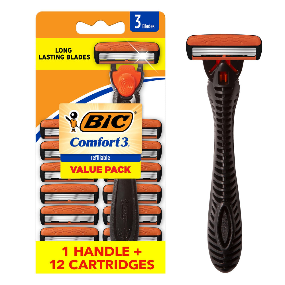 BIC Comfort 3 razor handle with ergonomic grip for precise shaving.