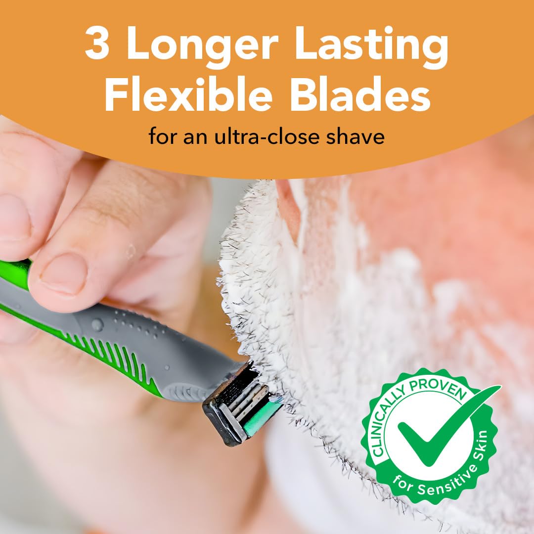 BIC Flex 3 Sensitive razor aloe strip provides gentle glide across skin.