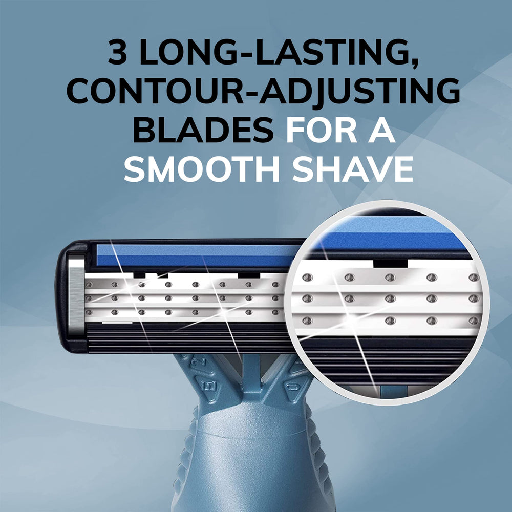 BIC Flex 3 Titanium razor pivoting head follows contours for a close shave