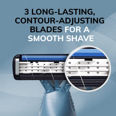BIC Flex 3 Titanium razor pivoting head follows contours for a close shave