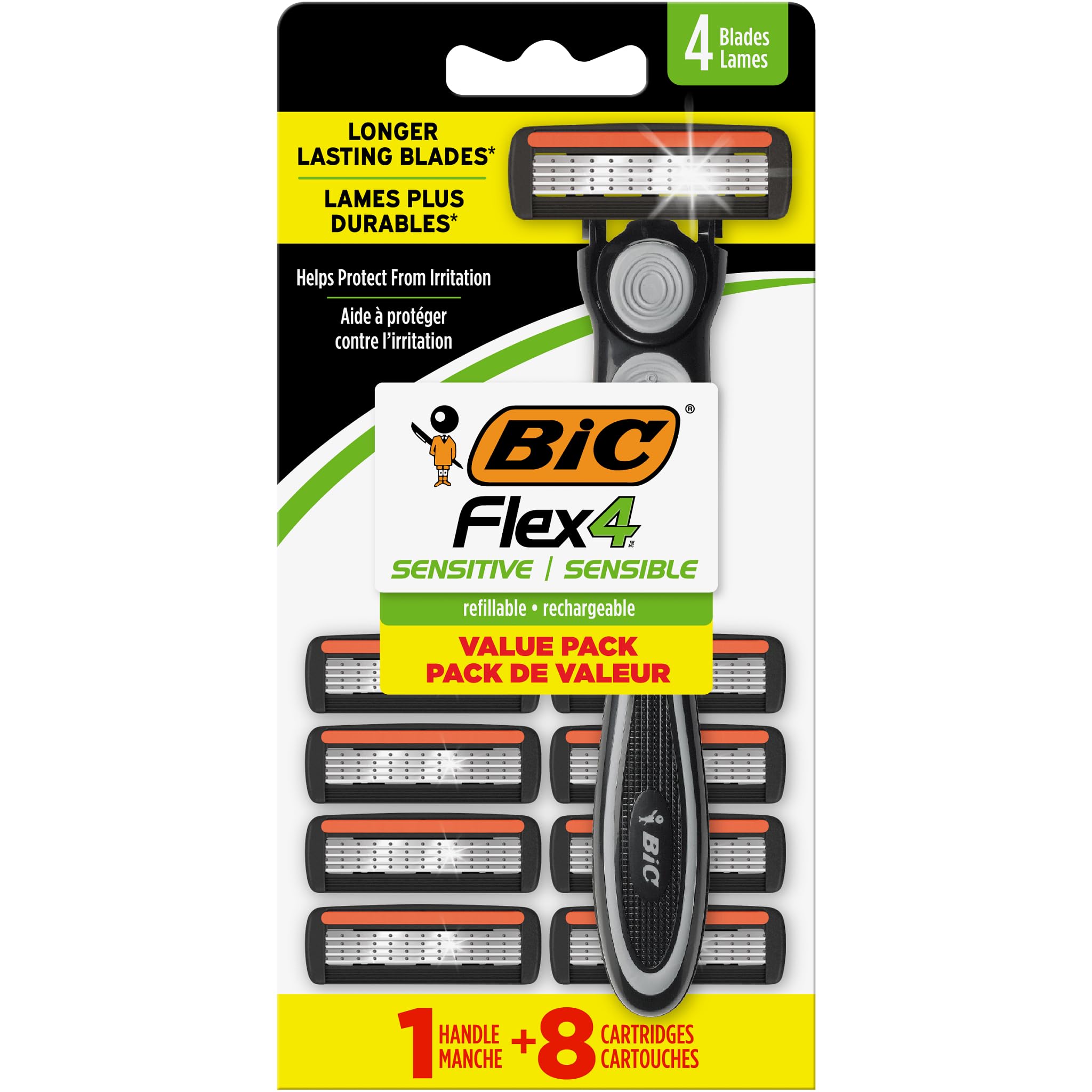 BIC Flex 4 Razor handle and cartridge kit for everyday grooming.