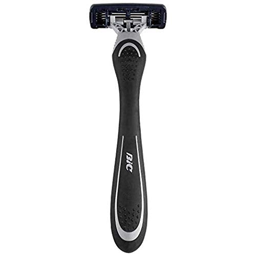 BIC Flex 4 Sensitive lubricating strip with Aloe Vera and Vitamin E for glide.