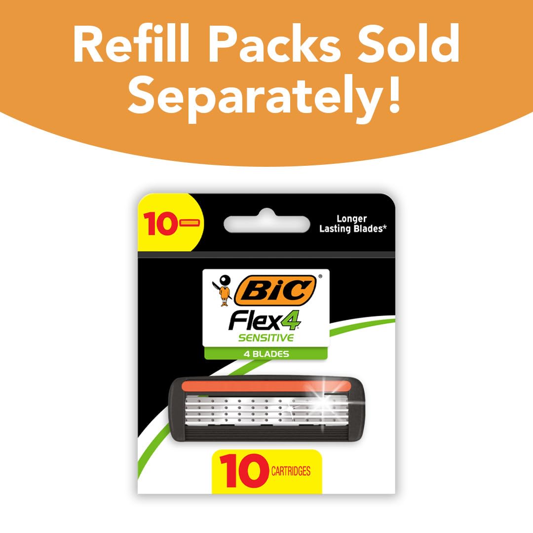 BIC Flex 4 sensitive skin-friendly design for gentle shaving.