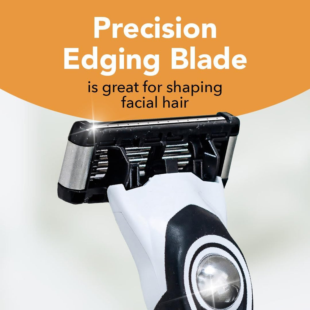 BIC Flex 5 edge blade helps reach under the nose and along sideburns.