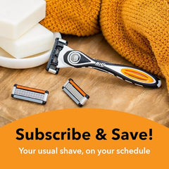 BIC Flex 5 razor close-up blades highlight five flexible blades for a smooth shave.