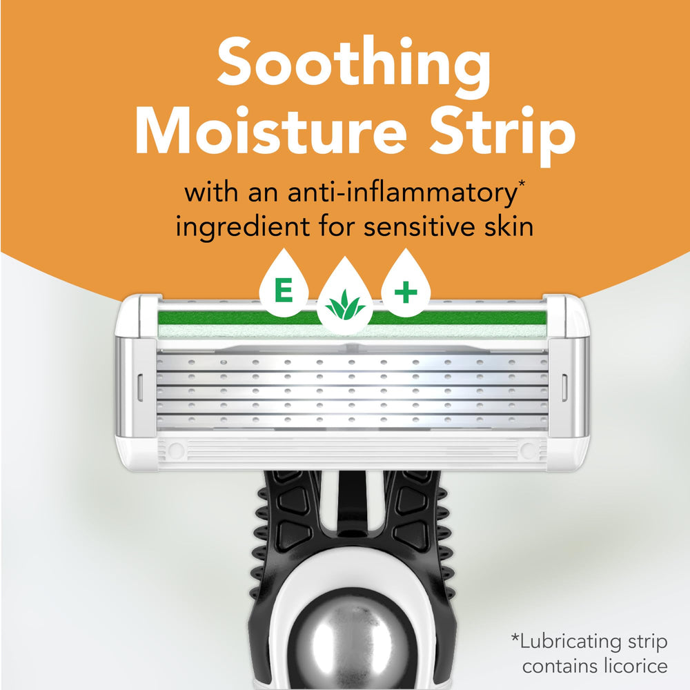 Ergonomic handle providing a secure grip during shaving.
