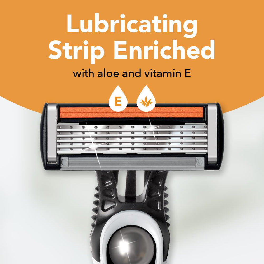 Lubricating strip with aloe and vitamin E on BIC Flex 5 Sensitive for smooth glide.