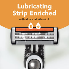 Lubricating strip with aloe and vitamin E on BIC Flex 5 Sensitive for smooth glide.