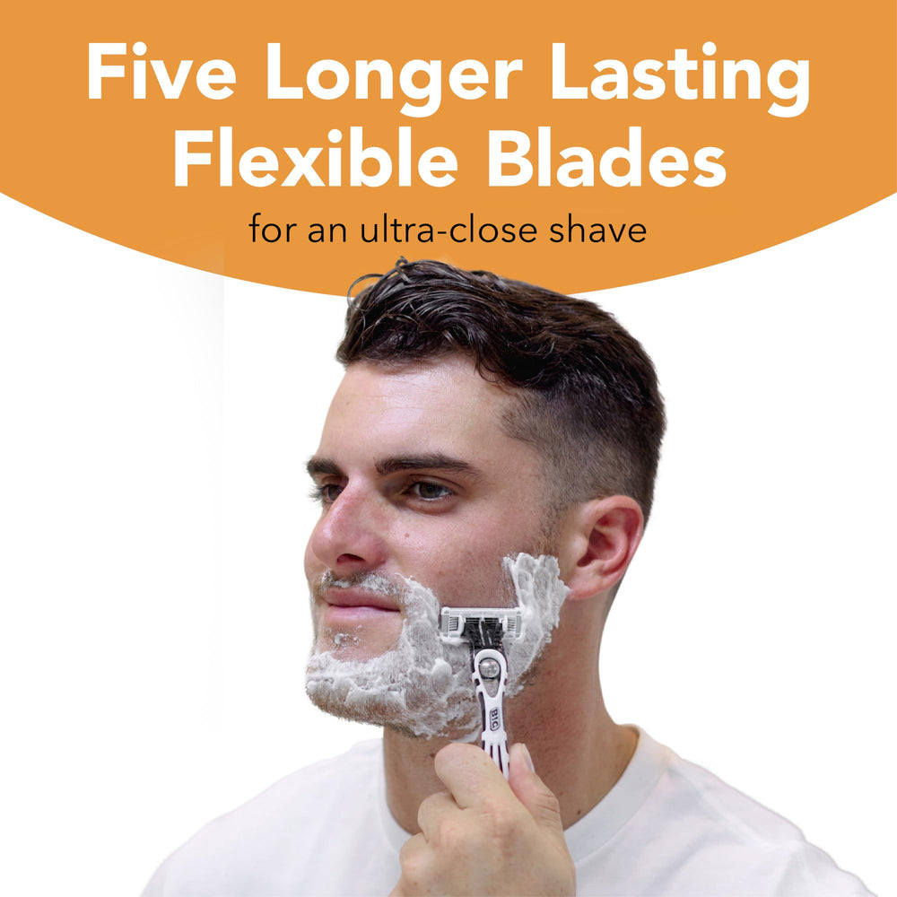 Pivoting head of the BIC Flex 5 Sensitive razor.