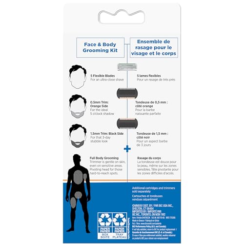 BIC Flex 5 Trim trimmer heads allow versatile sideburns and neckline shaping.