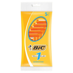 BIC Men Classic Sensitive razor five-pack for quick, gentle shaving on sensitive skin.
