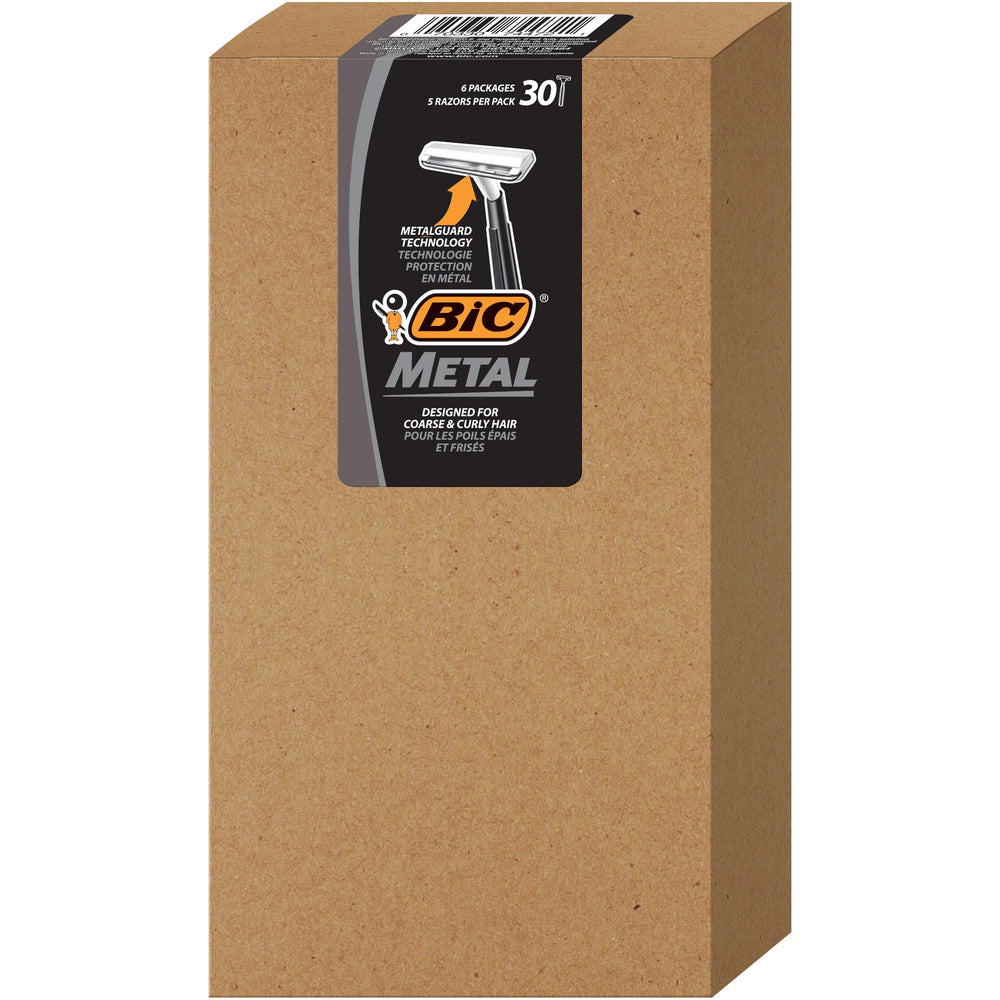 BIC slim-head razor close-up for precise trimming in tight spaces.