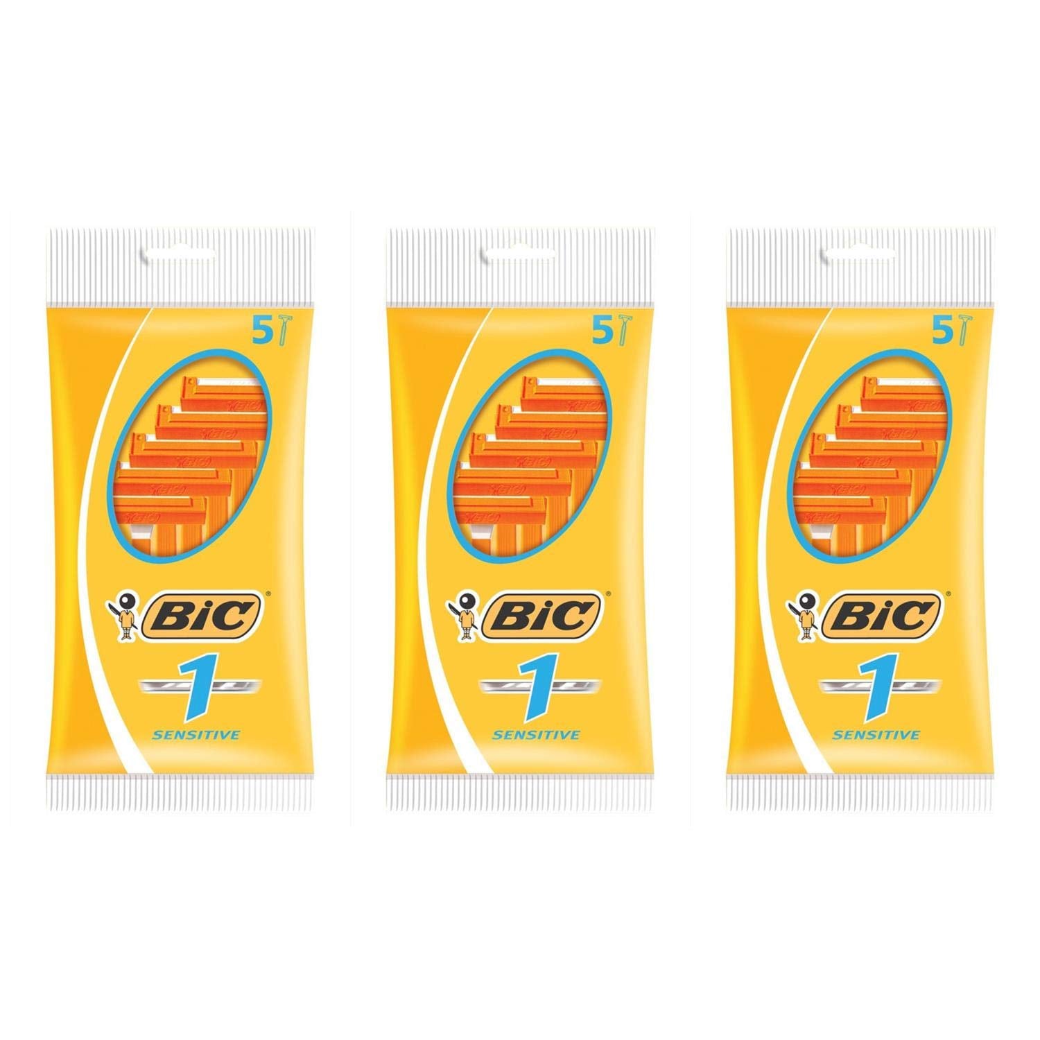 BIC N°1 razors in a pouch designed for sensitive skin, ideal for gentle daily shaving.