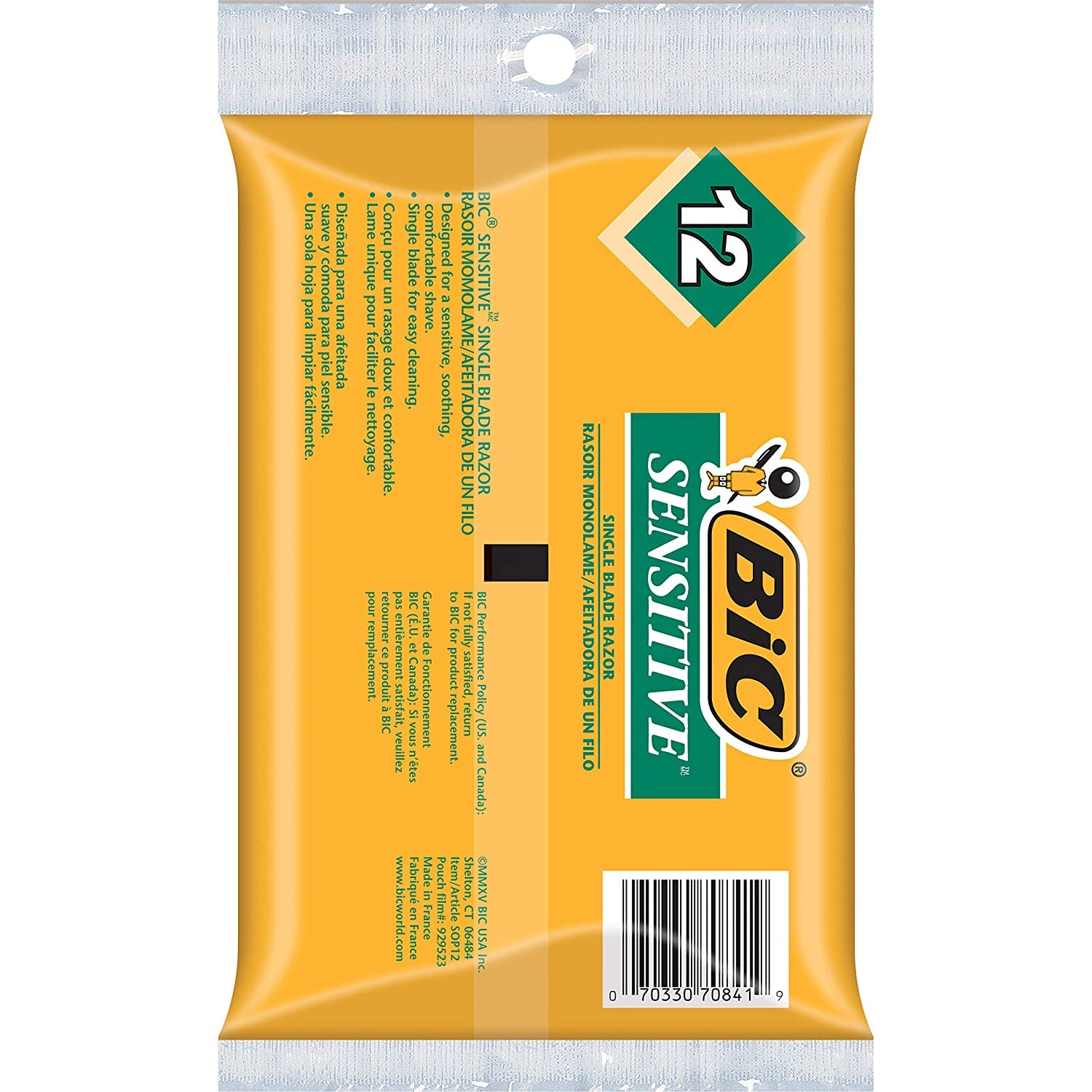 BIC pack of 12 razors per pack offering easy restock and extended daily use.