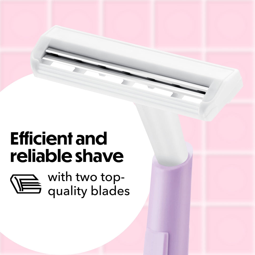 Two blades provide a smooth shave with budget friendly convenience