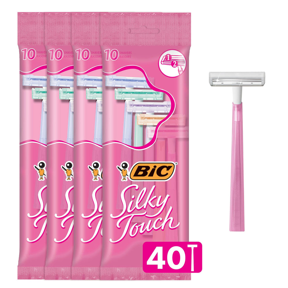 BIC Silky Touch women's razor in a 40-count value pack for an affordable smooth shave