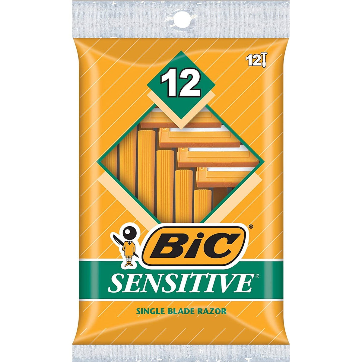 BIC single blade sensitive skin shaver with ergonomic handle for controlled grooming.