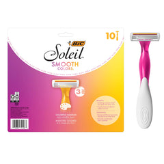BIC Soleil 3 Colors razor pack with vibrant handles for easy grooming.