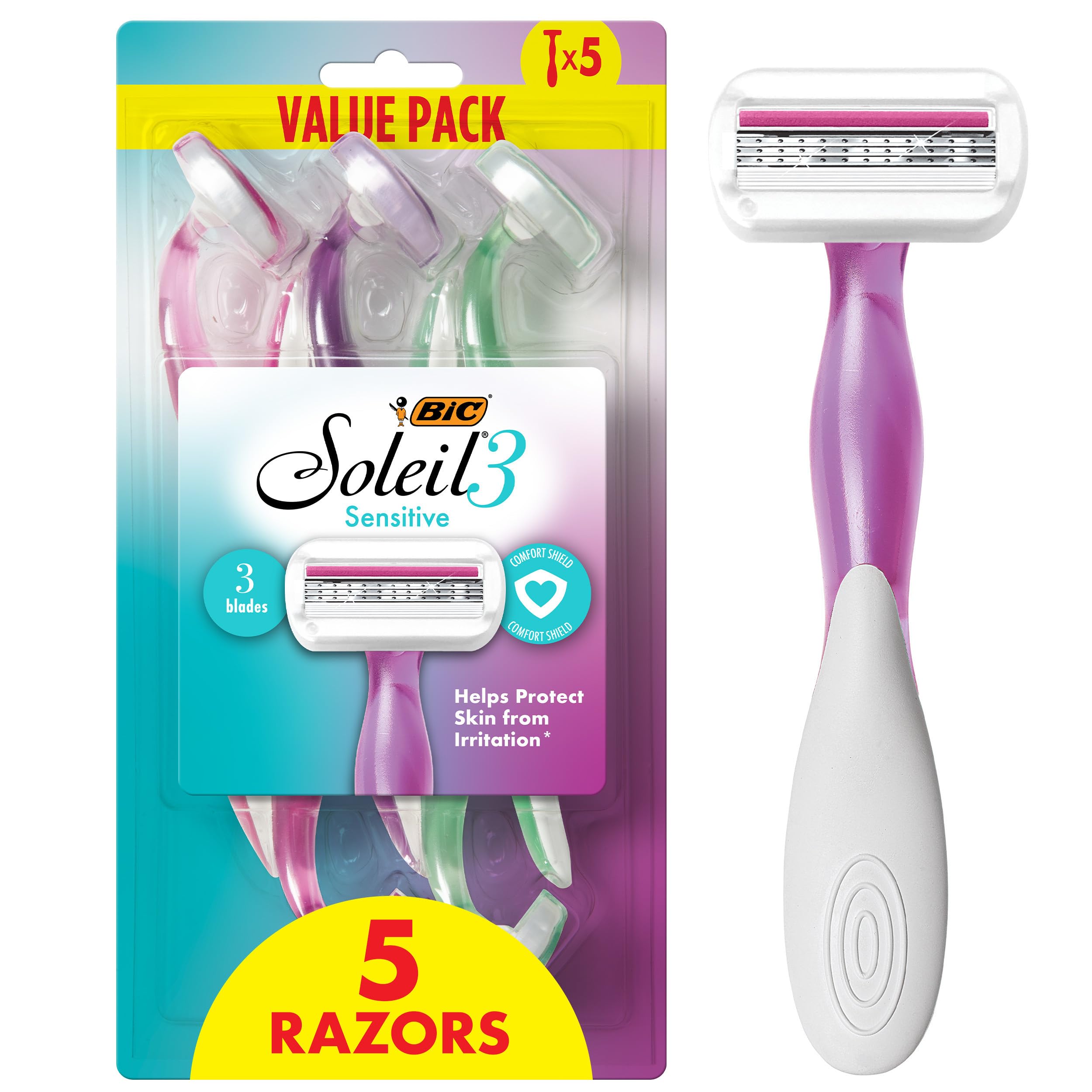 BIC Soleil 3 Sensitive Razor Pack for a smooth shave across legs and bikini area