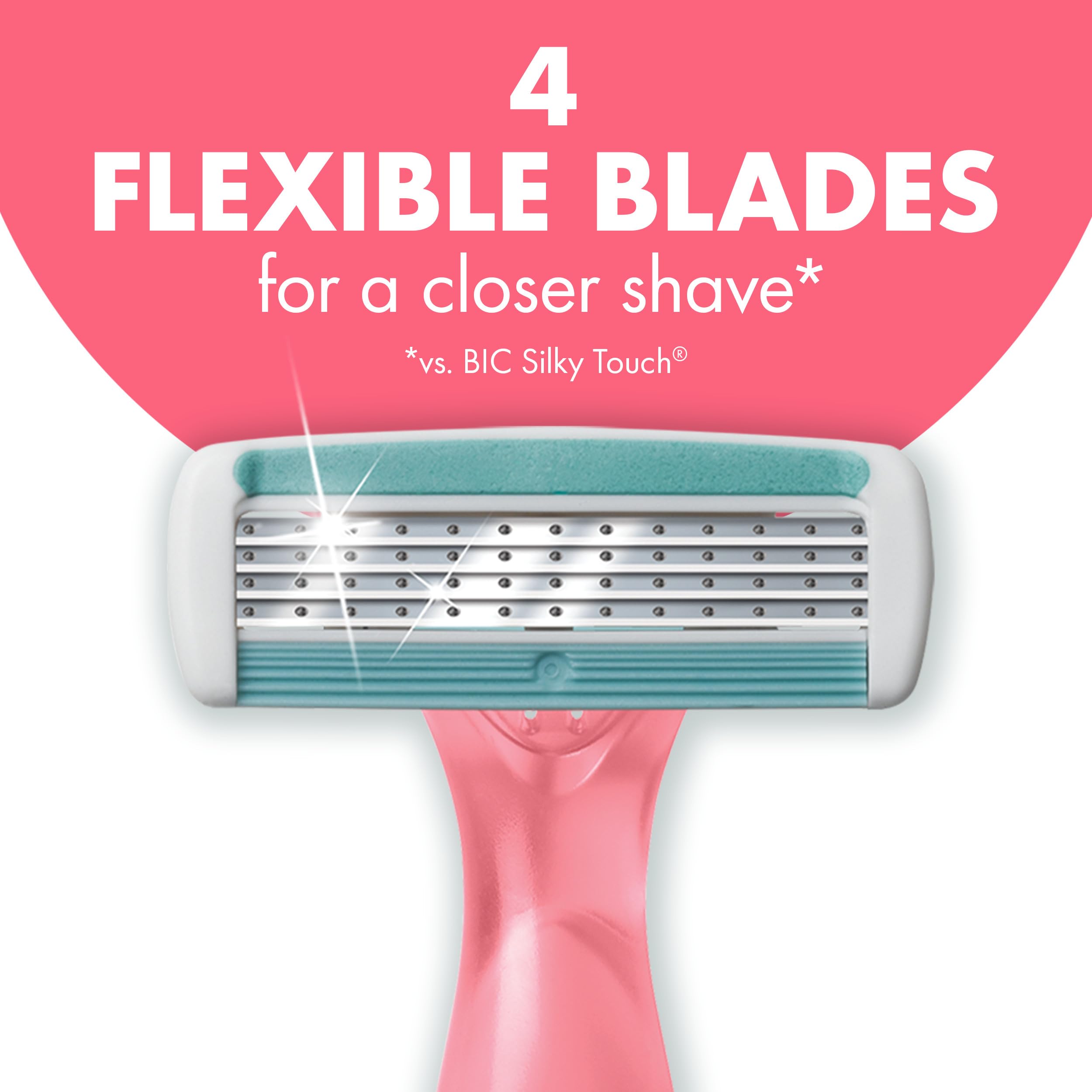 Flexible blades adapt to knees and ankles for smooth contour shaving