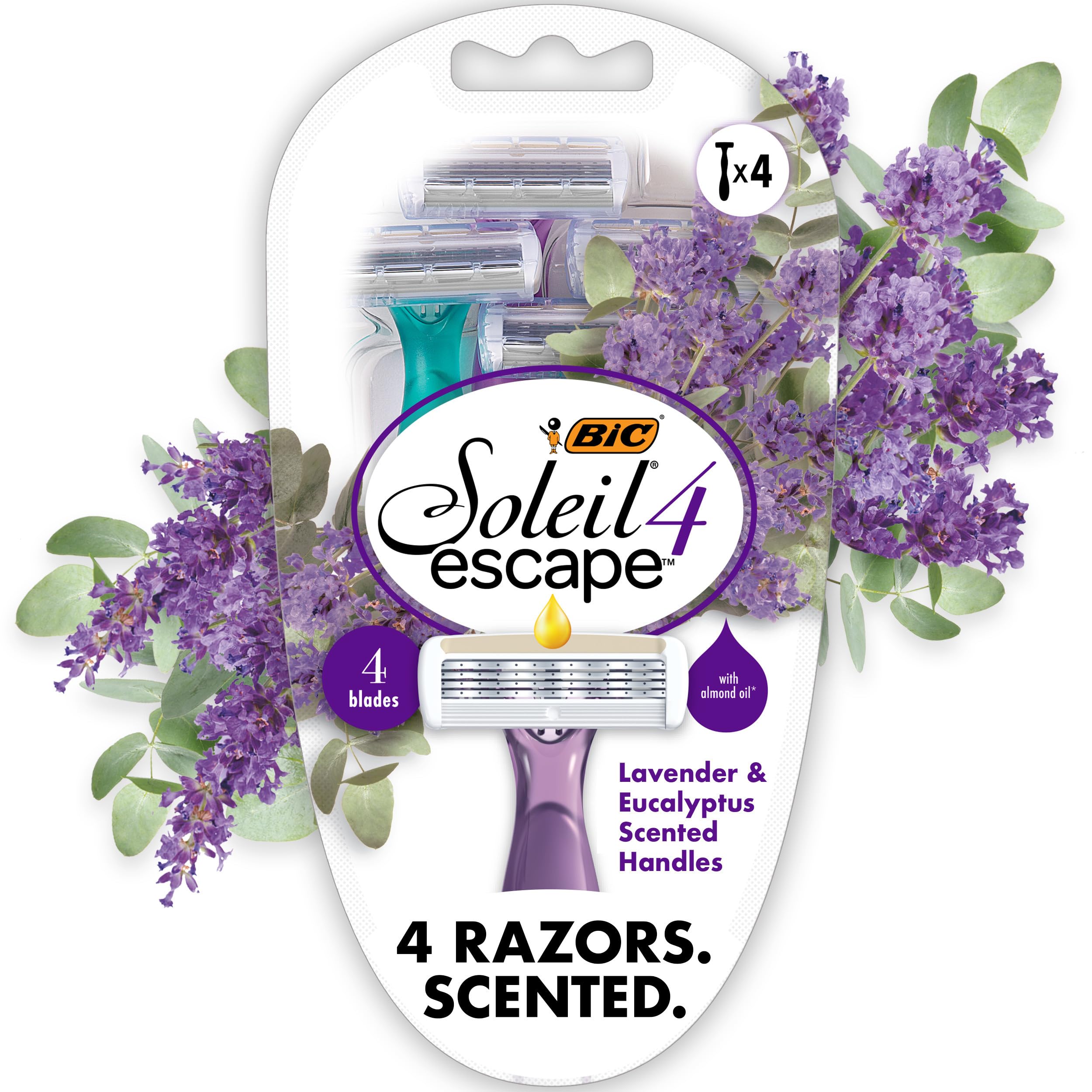BIC Soleil 4 Escape razor with lavender handle for a soothing shave