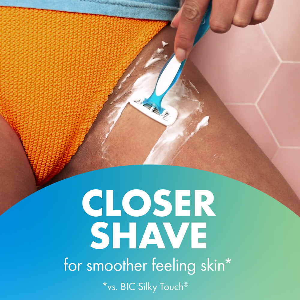 BIC Soleil 4 pivoting head follows curves for easier shaving.