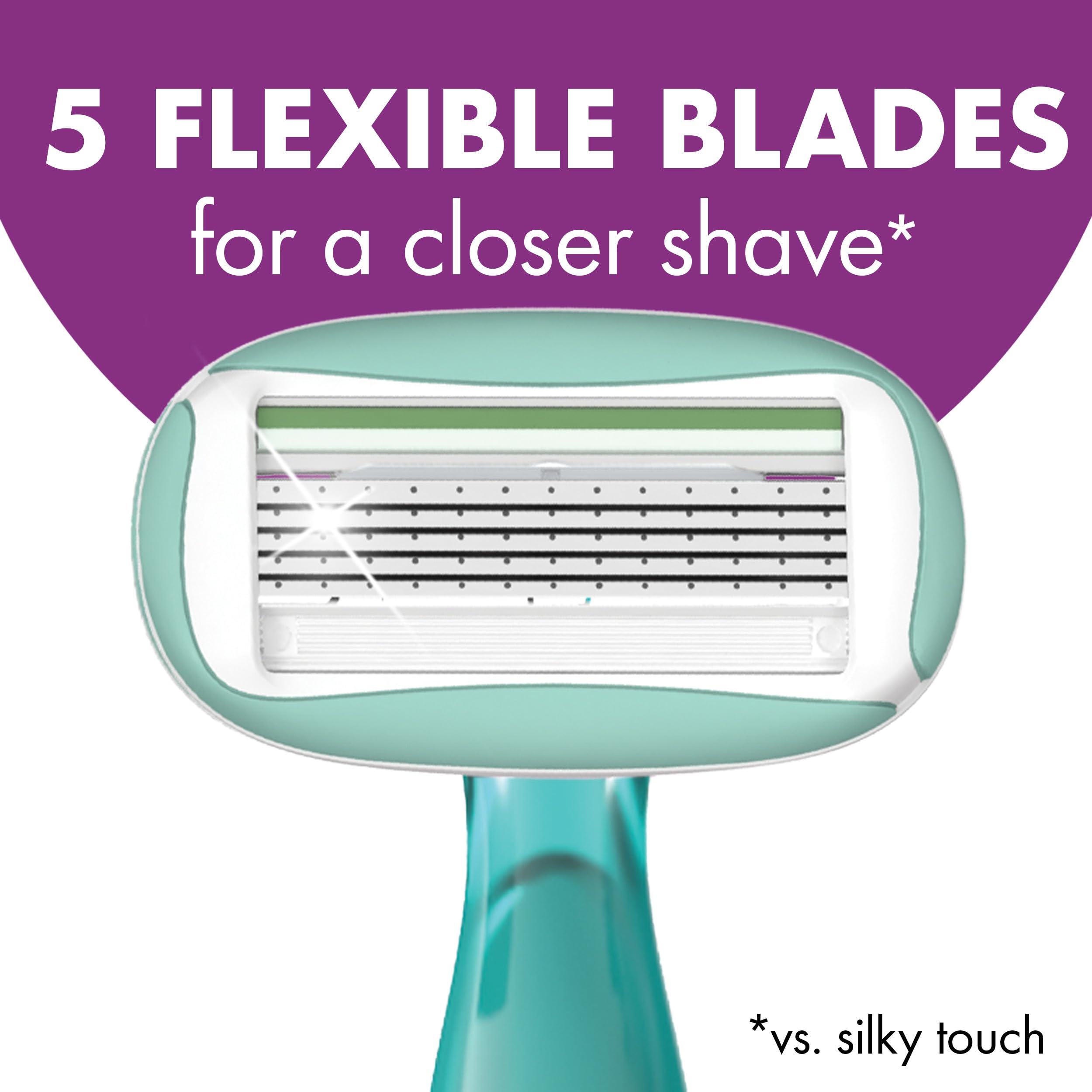 Moisture strips with aloe on BIC Soleil 5 Sensitive for gentle glide.