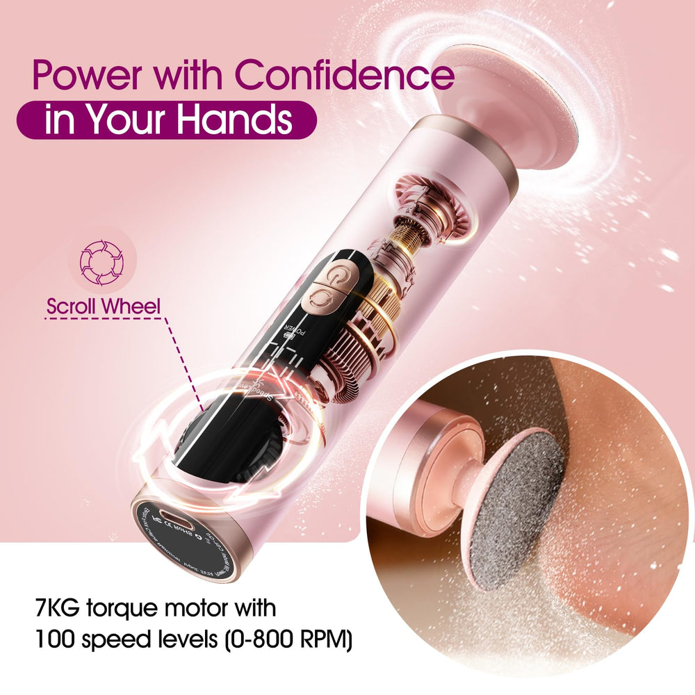 Bicboz electric foot callus remover handle closeup showing secure grip.