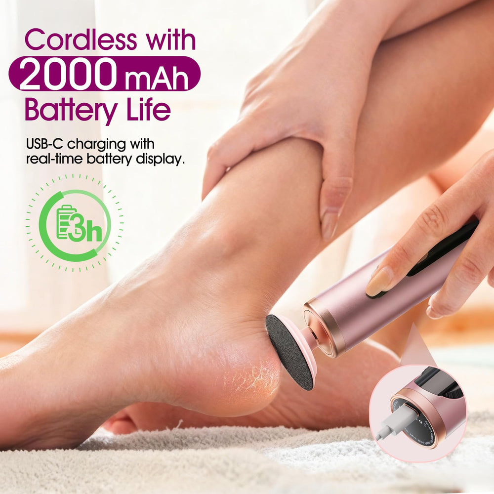 Bicboz foot callus remover LED display shown for battery and speed awareness.